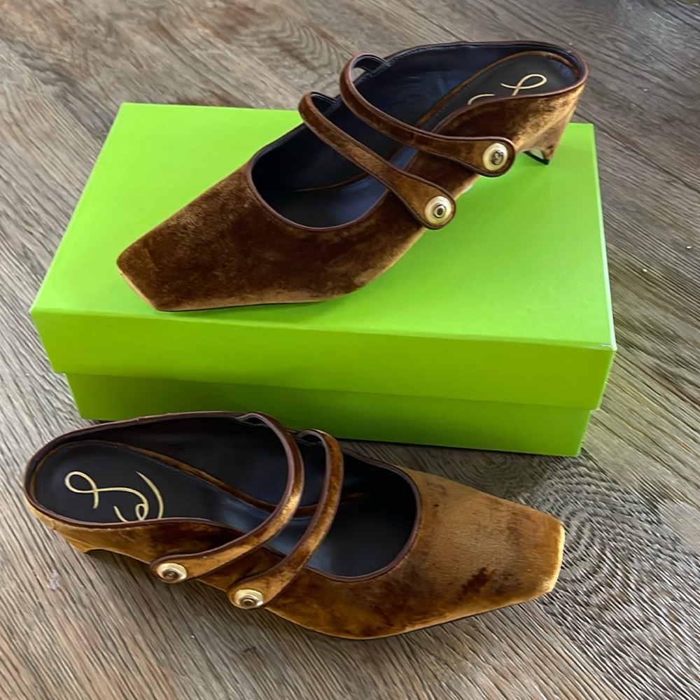 Sam Edelman Bronze Velvet Mules